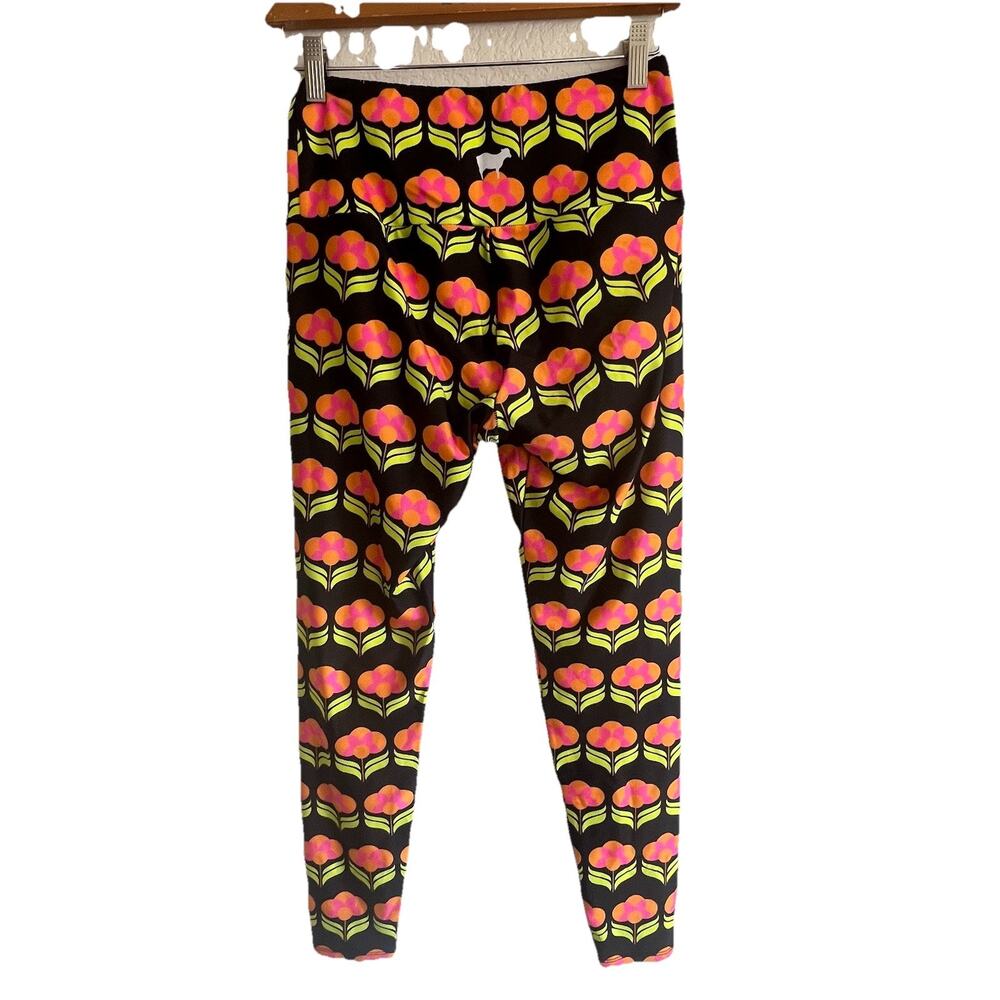 Goldsheep Leggings Medium Retro Floral Yoga Stretch High Mid Rise Athleisure Z21